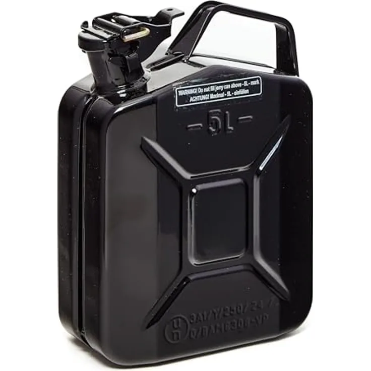 BW® Kraftstoffkanister Metall Benzinkanister 5 Liter - Schwarz - TÜV-geprüft und UN-Zulassung - Made in Europe