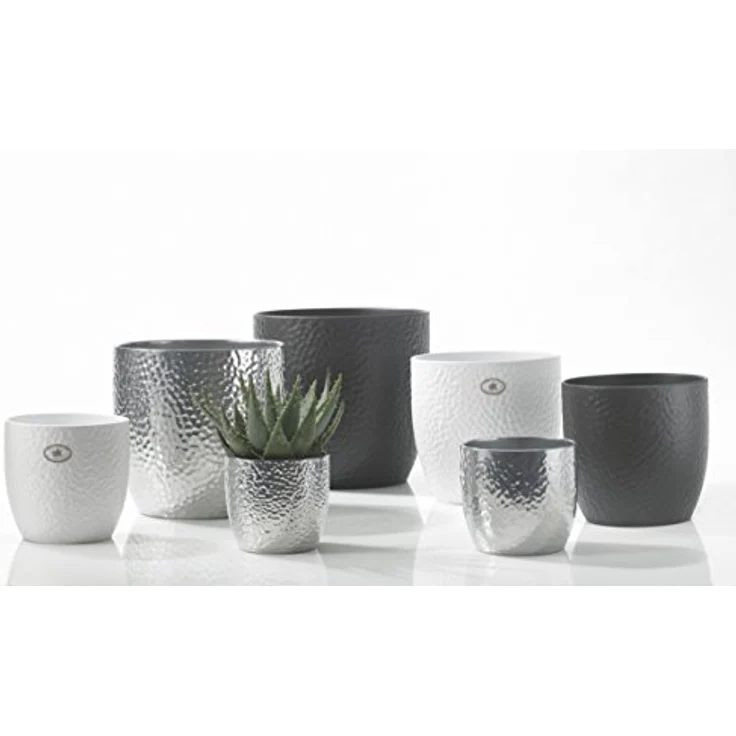 Soendgen Keramik Blumenübertopf, Boston, weiß, 24 x 24 x 23 cm, 100% wasserdicht, für gängige Kulturtöpfe – Bild 3