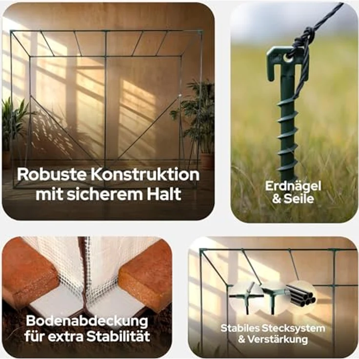Arebos Tomatengewächshaus Foliengewächshaus mit 2 Belüftungsfenster | 200x77x170 cm Frühbeet, Gemüse, Blumen, Obst | Gewächshausfolie – Bild 5