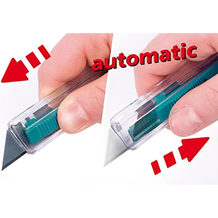 Wolfcraft 4135000 1 Sicherheitsmesser aus Kunststoff mit einziehbarer Klinge, inkl. einer Trapezklinge – Bild 5