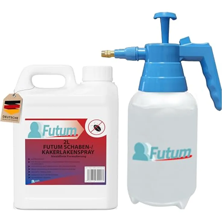 FUTUM Kakerlaken Spray, biozidfreie Formel auf Wasserbasis, 2 l, geruchsarm, brennt/ätzt nicht, für Innen- und Außenbereich