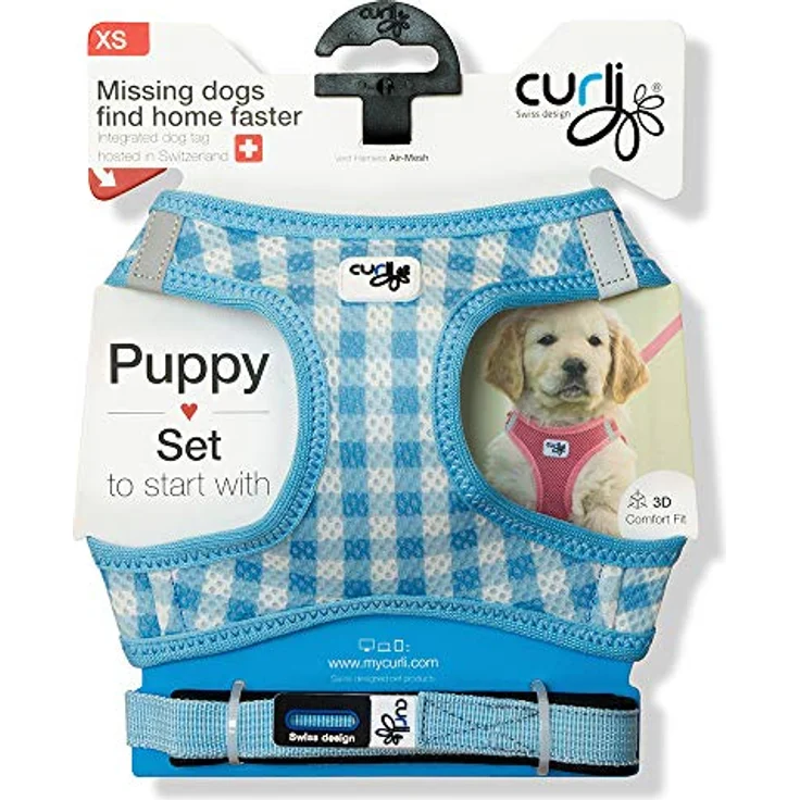 Vest Harness Air-Mesh Skyblue-Circles M & Leash L – Bild 5