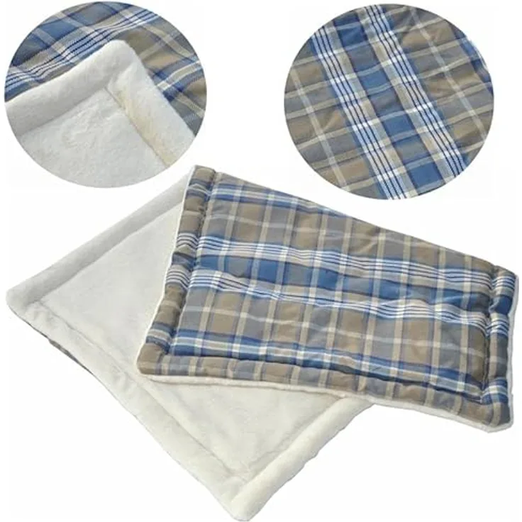 nanook XL Hundedecke Katzendecke flauschig weiche Wärmedecke Liegedecke zum Kuscheln waschbar beige blau 115 x 70 cm