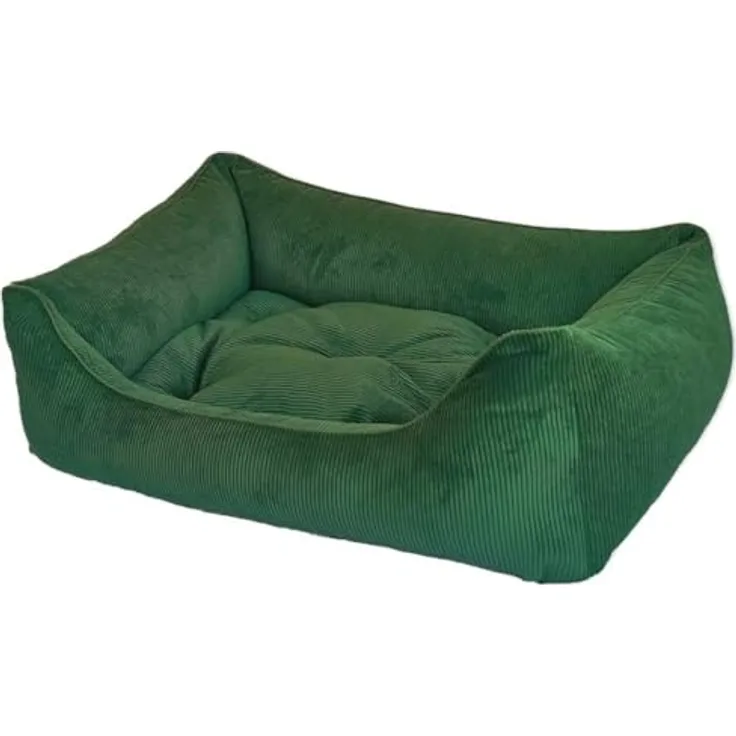 Dandy Dog Hundebett Relax Green - abziehbarer Bezug und Füllung waschbar Kuschelig robuster Samtcord hochwertige Qualität Made in Germany - Größe M