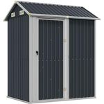vidaXL Gerätehaus, Gartenhaus mit Schrägdach Tür, Gartenschuppen Schuppen mit Stauraum, Geräteschuppen Metallschuppen, Anthrazit 192x152,5x237 cm Verzinkter Stahl