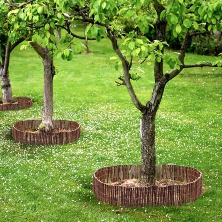 urfence 300x20 Flexible Beeteinfassung Weide, Rollborder Rasenkante Holz mit 7 Pflöcken zur stabilen Befestigung – Bild 3