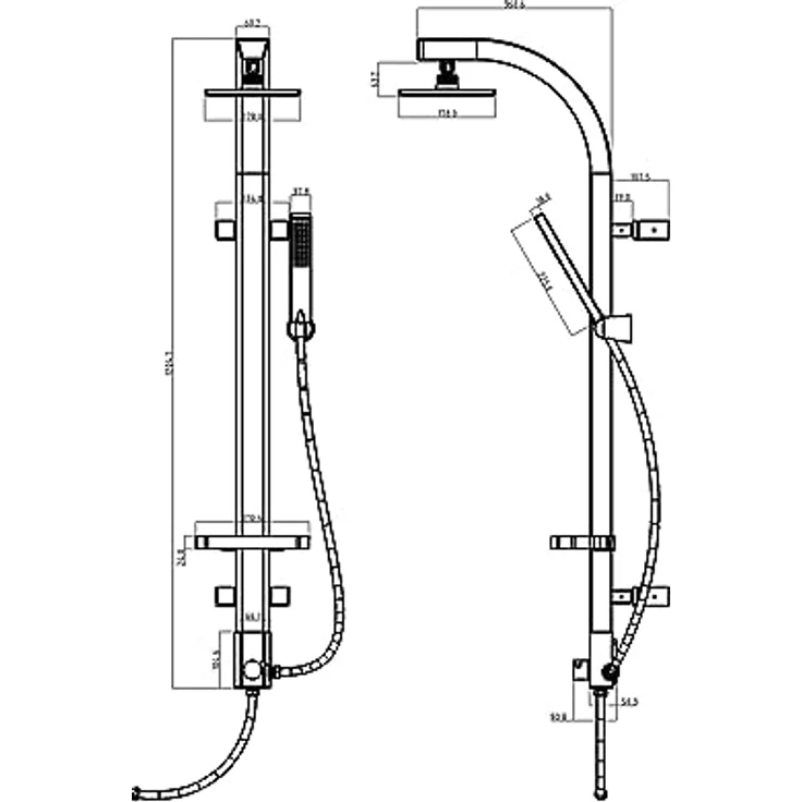 SCHÜTTE MADAGASKAR Regendusche mit Handbrause, Duschsystem in weiß mit praktischer Ablage und Wandhalterung, Duschset für Duscharmaturen, 120 cm – Bild 4