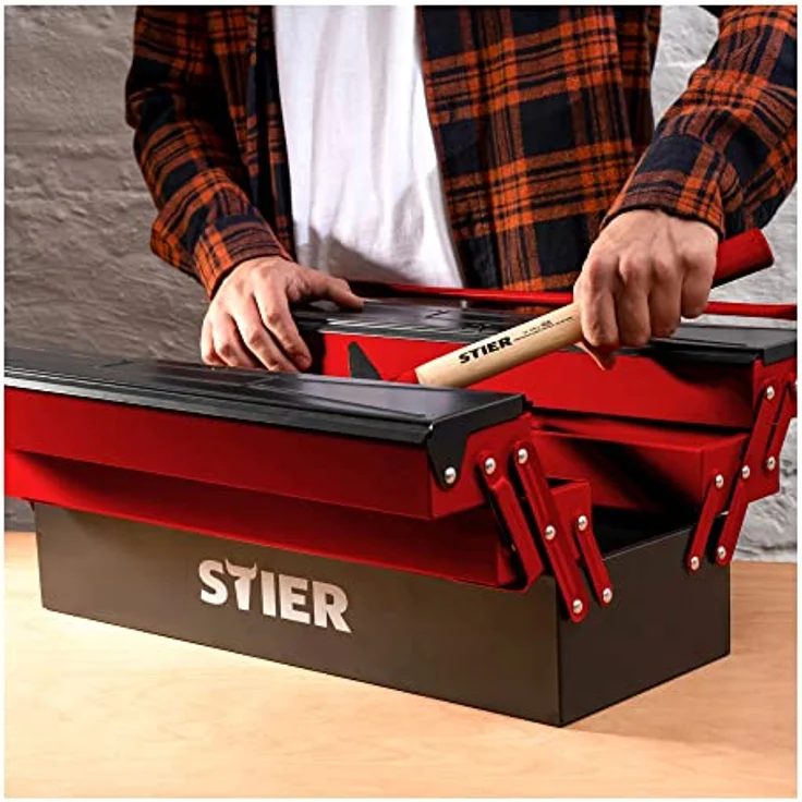 Stier Werkzeugkoffer, leer, Stabiler Metallkasten mit fünf Fächern, LxBxH 600x190x200 mm – Bild 2