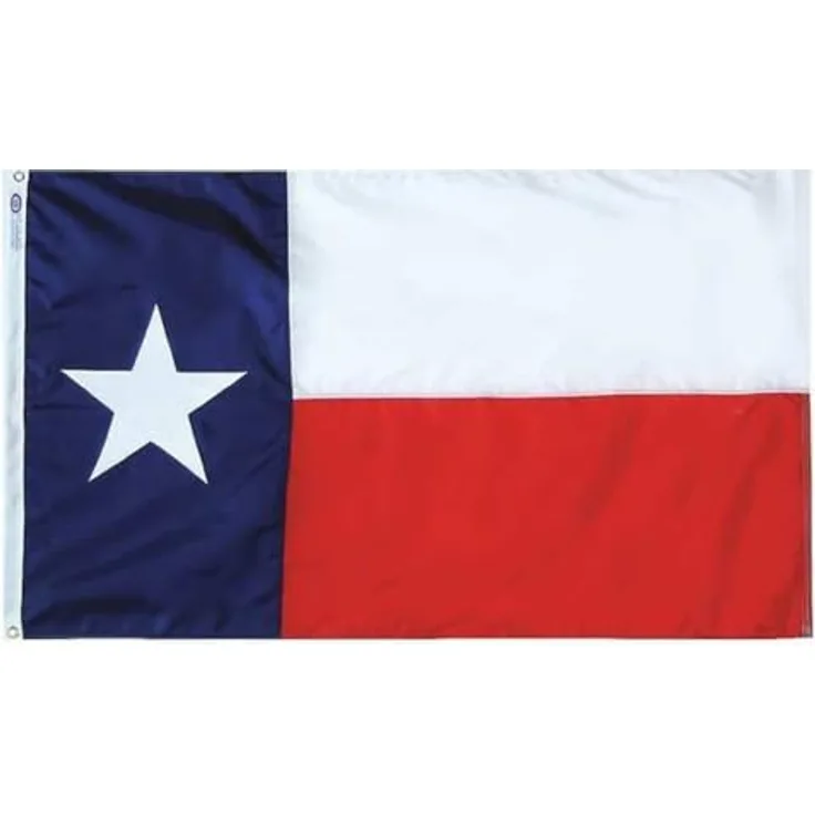 Annin Flagmakers Model 145307 Texas State Flag Tough-Tex The Strongest, Longest Lasting, 5x8 ft, 100% Made in USA to Official Design Specifications Stripe and Sewn Appliqued Star with Brass Grommets
