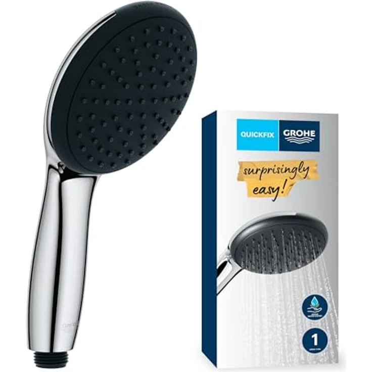 Grohe Handbrause 1 Strahlart Vitalio Start 110 chrom, 11 cm Breite, Rain Strahlbild, DreamSpray Technologie, Water Saving – Bild 1
