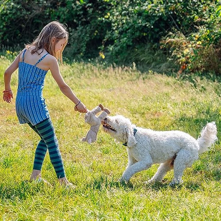Nobby Plüschalpaka mit Seil innen, 30 cm, innovatives Tierspielzeug ohne Squeaker – Bild 4