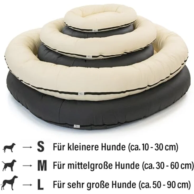 Wallace & Jones | Hundebett Bolton - orthopädisch rund aus Kunstleder | Creme-weiß - 63 x 50 cm – Bild 5