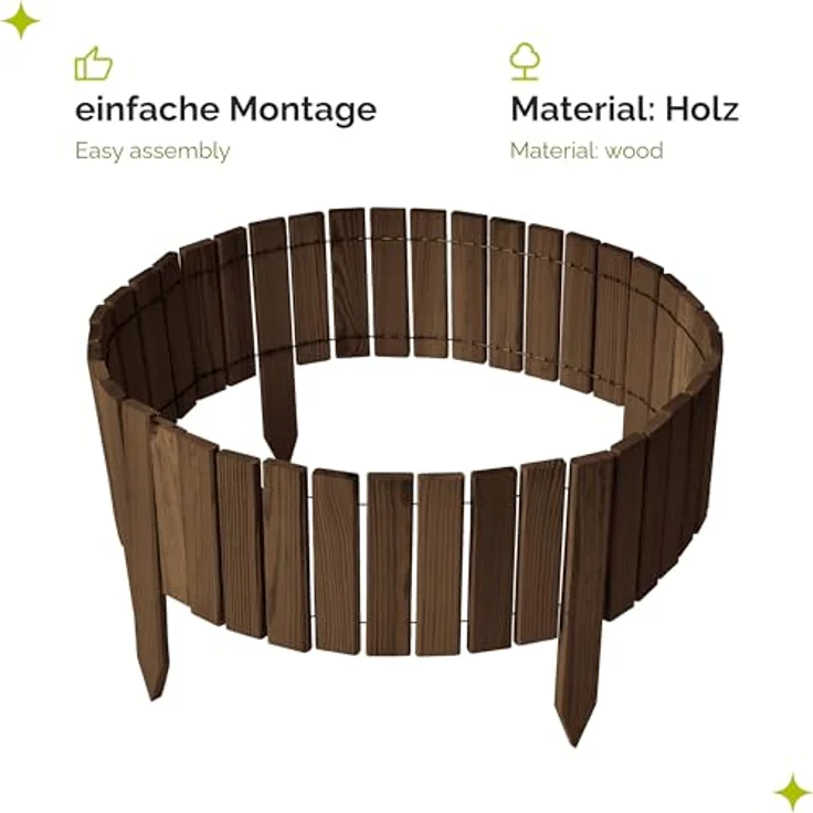 Garronda Rasenkante Beetumrandung Holz flexibel Rollborder 200cm, Höhe 10-40 cm, verschiedene Farben erhältlich – Bild 3