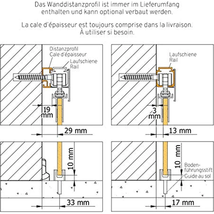 inova Glas-Schiebetür Komplettset 755 x 2035 mm wellen Design 8 mm ESG Alu Lauf-schiene mit Griffmuschel + beidseitiger Softclose – Bild 4