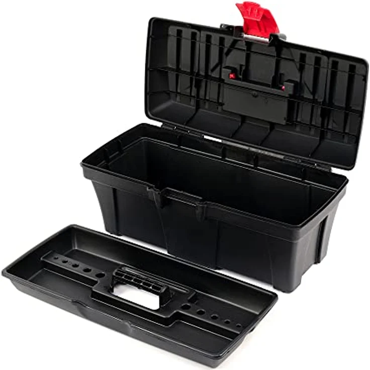 Werkzeugkasten Werkzeugkoffer mit integrierter Werkzeugtrage für Werkstatt Garage ABS-Klemmverschlüsse Kunststoff (400 x 200 x 186 mm) – Bild 1