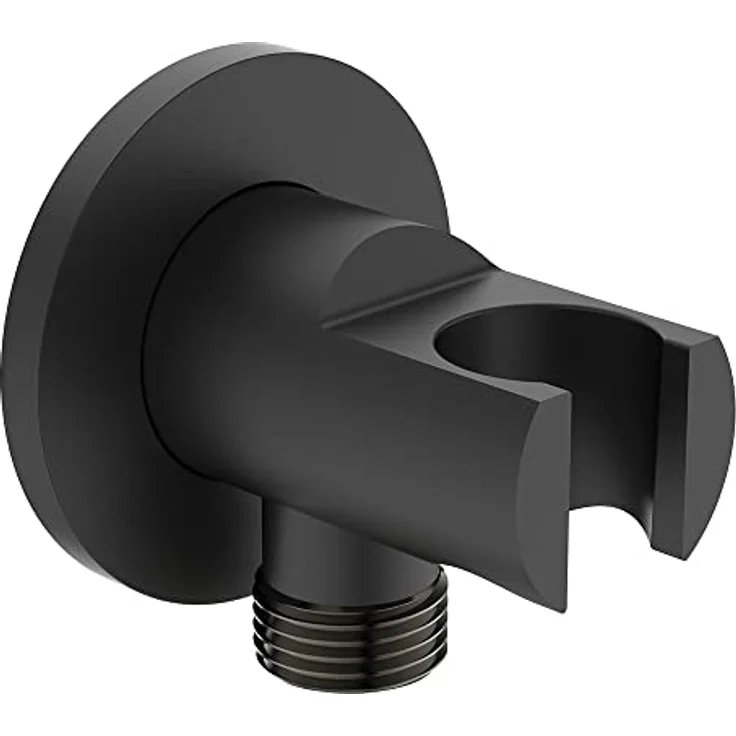 Ideal Standard Idealrain Round Wandhalter für Handbrause und Brauseschlauch G1/2, runde Rosette, Silk Black BC807XG – Bild 1