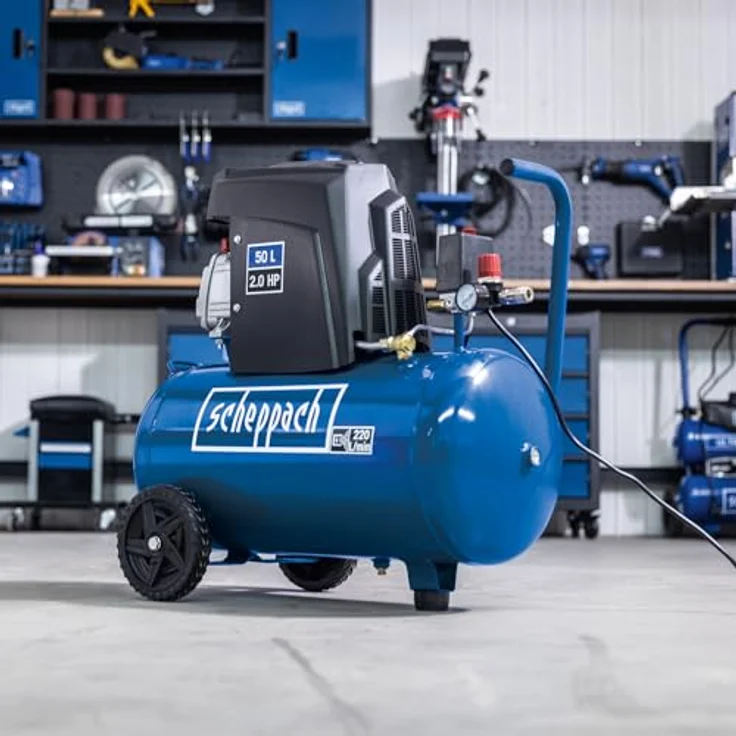 Scheppach HC63 Kompressor, 1500W, 50L Kessel, 10bar Druck, Ansaugleistung 220 L/min, ölgeschmiert, transportabel – Bild 5