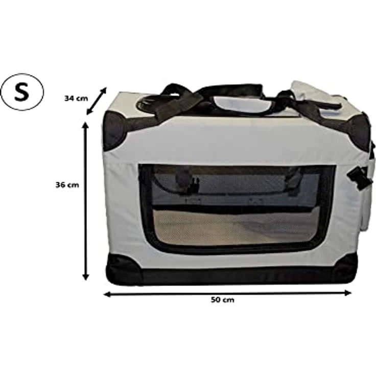 walexo Faltbare Hundebox Hundetransportbox Katzentransportbox Katzenbox (GRAU, S) - Robuster Stahlrohrrahmen und Oxford Gewebe, 3 Türen, Platzsparend verstaubar – Bild 2
