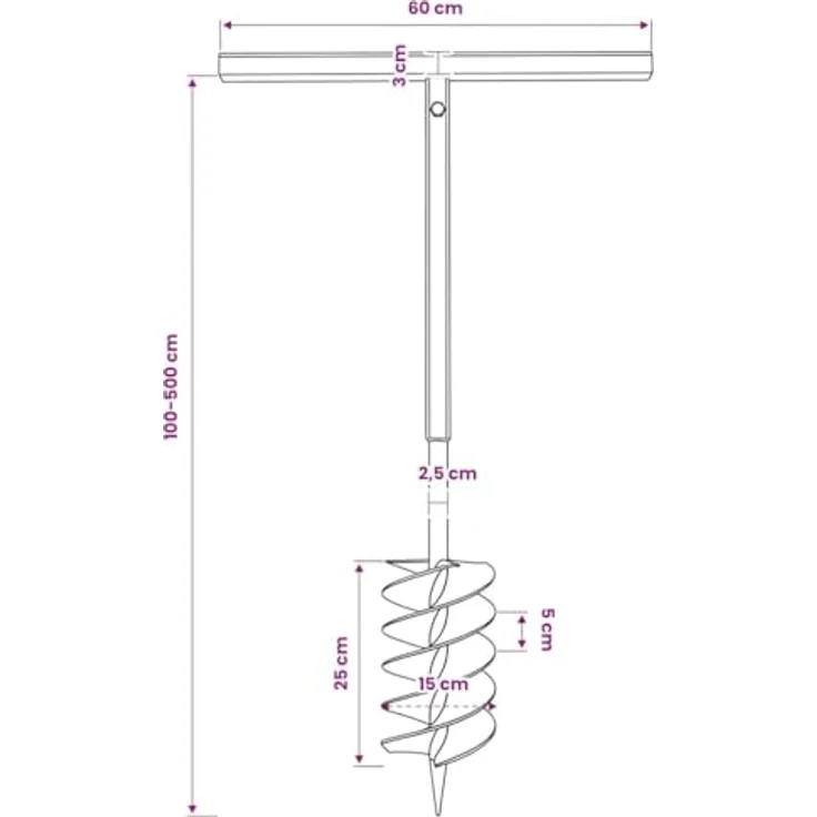 Erdbohrer mit Griff 150 mm Verlängerungsrohr 5 m – Bild 4