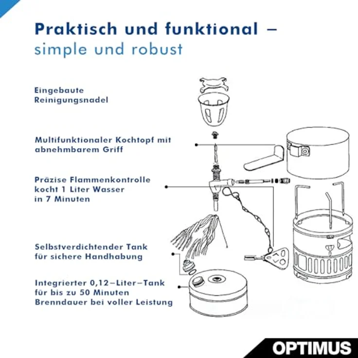 Optimus Svea, Benzinkocher für Outdoor, einflammig, 1400 Watt, Messing, 550 g – Bild 5