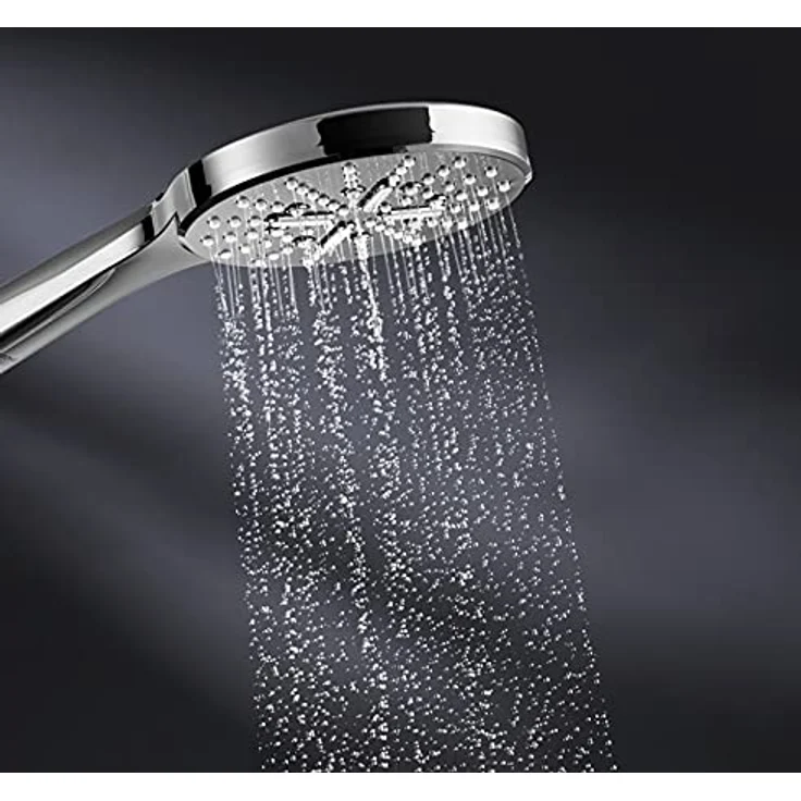 Grohe Rainshower SmartActive 130, Handbrause mit 3 Strahlarten, 12 l/min, Brauseboden moon white, DripStop, ActiveMassage – Bild 3