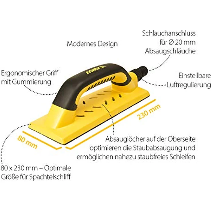 Mirka Handy Handblock 80x230mm 55L staubfrei Grip mit Absaugung 8391200111 – Bild 3