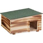 Relaxdays Igelhaus, geflammtes Holz, Igelhotel Boden, 2 Kammern, Winterquartier Igel, Garten, HBT 21,5x40x40 cm, braun