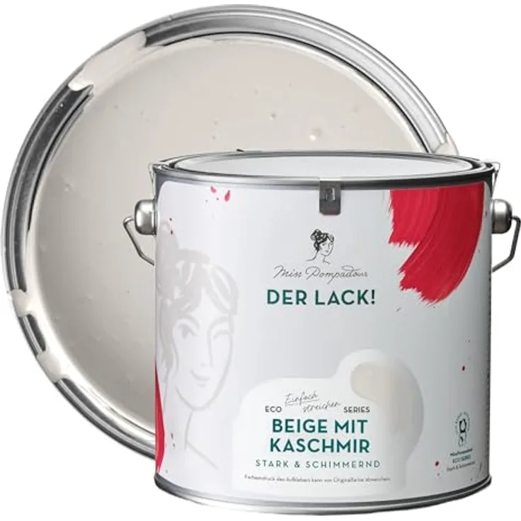 MissPompadour Holzfarbe Beige mit Kaschmir, 2,5L seidenmatte Möbelfarbe für Innen & Außen, witterungsbeständig, hohe Deckkraft, schnell trocknend