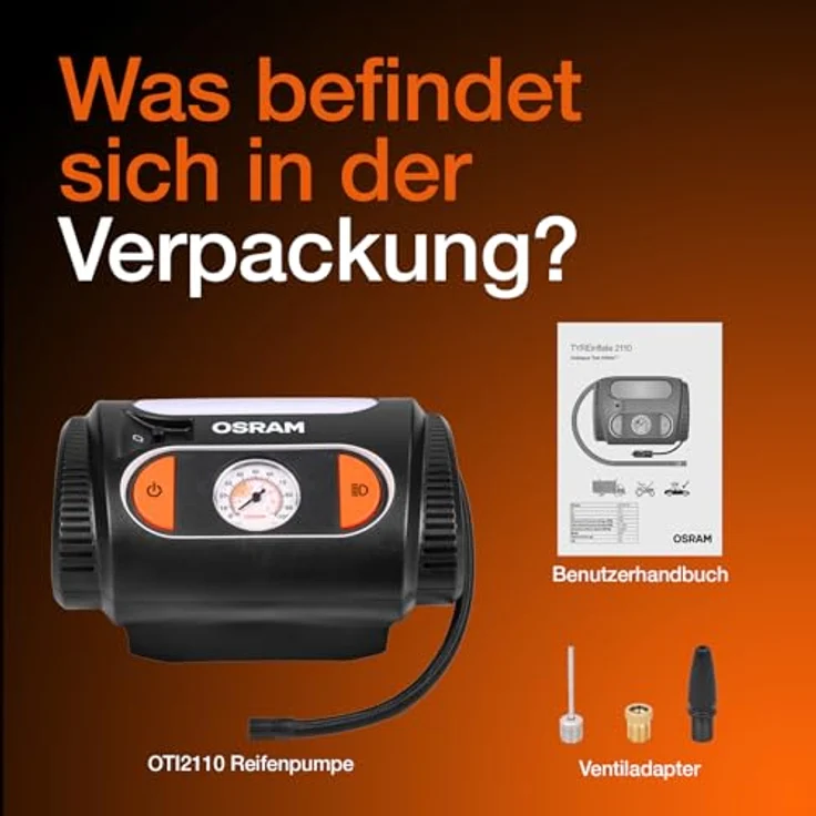 OSRAM OTI2110 Kompressor TYREinflate 2110, schnelles Aufpumpen unter 4 Minuten, ergonomisches Design mit 3 m Stromkabel und 60 cm Luftschlauch – Bild 5