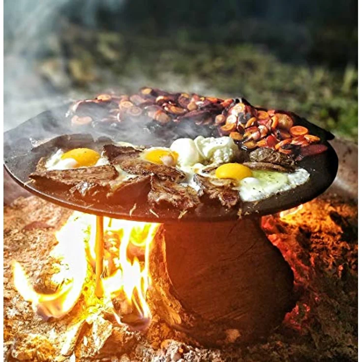 BBQ-Toro Gusseisen Grillpfanne (Ø 60 cm) mit 3 Beinen | rund | Dutch Oven Ständer | Dreibein Grillplatte - Preisvergleich – Bild 3