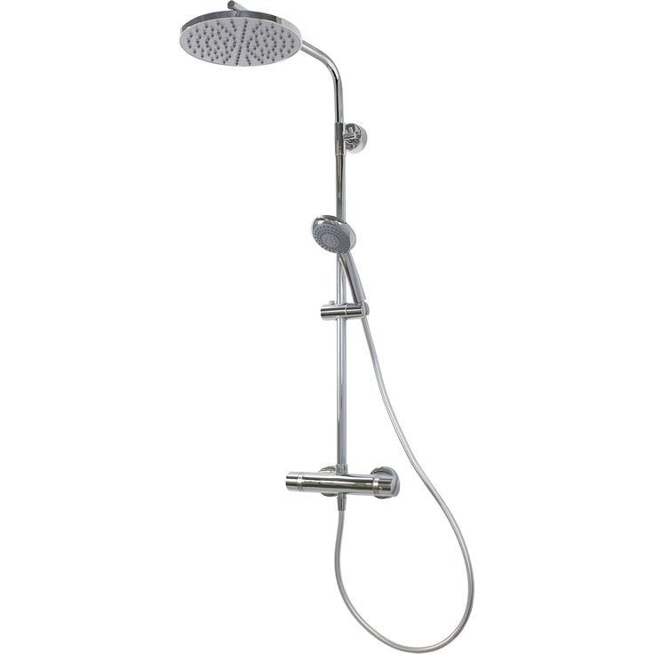 Breuer Duschsystem 'Aquamaxx 310' chromfarben mit Thermostat, runde Kopfbrause, schwenkbare Kopfbrause, höhenverstellbare Handbrause, 3 Strahlarten