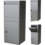 Paketbriefkasten Paketbox Paketkasten silber Briefkasten mit Paketfach