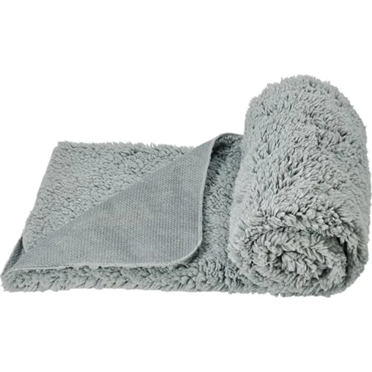 Nobby Liegedecke Teddy Classic, kuscheliges Teddy-Fleece, extra warm, hellgrau, 70 x 100 cm – Bild 2