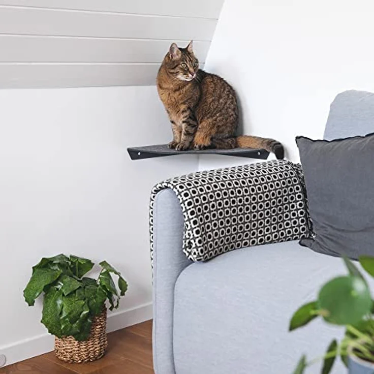 LucyBalu® CORNER Katzenliege & Kletterstufe mit Filzauflage für Wandecken | Wandliege für Katzen | Katzenstufe Wandecke | Katzen Wand Liegeplatz | Katzenmöbel für Kletterwand | Katzenregal | Anthrazit – Bild 4