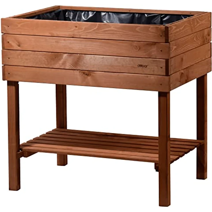 dobar breites Hochbeet aus Holz mit Ablageboden, Frühbeet Bausatz für Gemüse, Kräuter im Garten und Balkon, 80 x 60 x 80 cm, braun – Bild 3