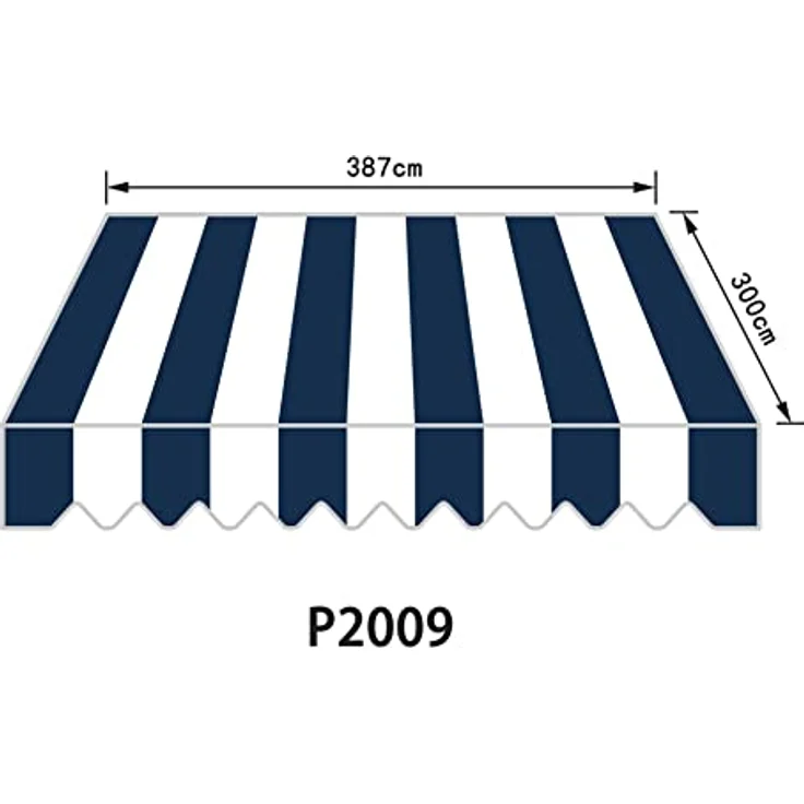 home Trends Markisenstoff 4m Markise mit Volant 4 x 3 m Markisenbespannung ersatzstoff 387 x 300cm Balkon Markise wasserabweisend & Sonnenschutz Ersatz Markisentuch P2009 – Bild 3