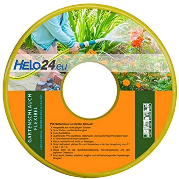 HELO Gartenschlauch 20 m (3/4" Zoll) gelb, verstärkter 3-Schichten Wasserschlauch aus flexiblem PVC, 10 Bar Berstdruck, elastisch und leicht zu bewegen – Bild 1