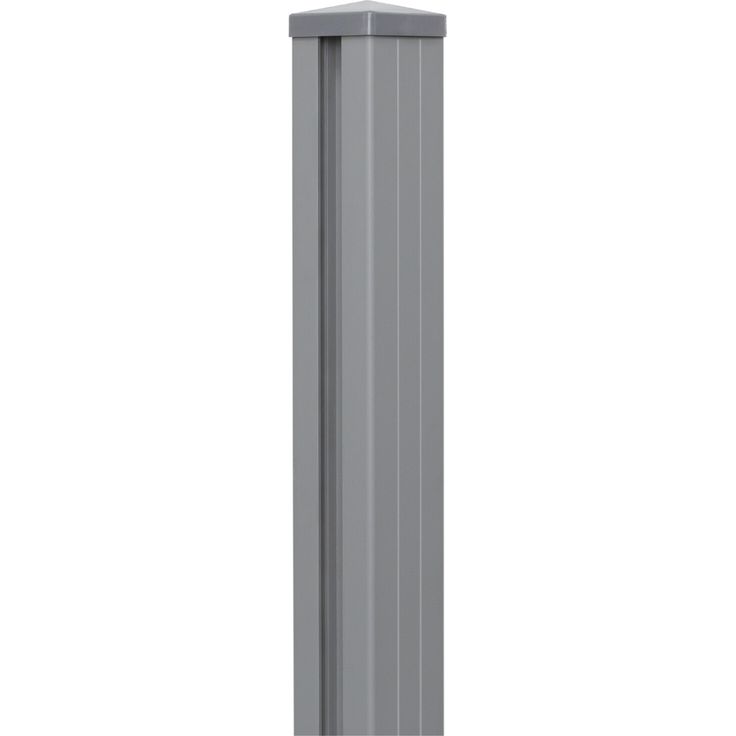 GroJa Pfosten Steckzaun Aluminium, silbergrau, 7x7 cm, 190 cm hoch, robust mit Pfostenkappe, pulverbeschichtet
