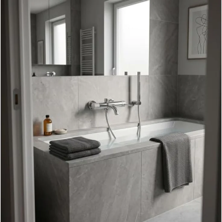 wohnwerk.idee Wannenarmatur Badewanne Armatur Wasserhahn Dusche inkl. Handbrause, Gold Matt, Chrom, Kupfer Matt - Moderne Duschinstallation mit Keramikkartusche und integriertem Perlator – Bild 2