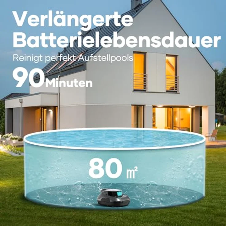 AIPER Scuba SE Poolroboter, Kabelloser Poolsauger Akku, 90 Minuten Reinigungszeit, Selbstparkfunktion, kompakt und leicht, ideal für oberirdische Pools – Bild 3