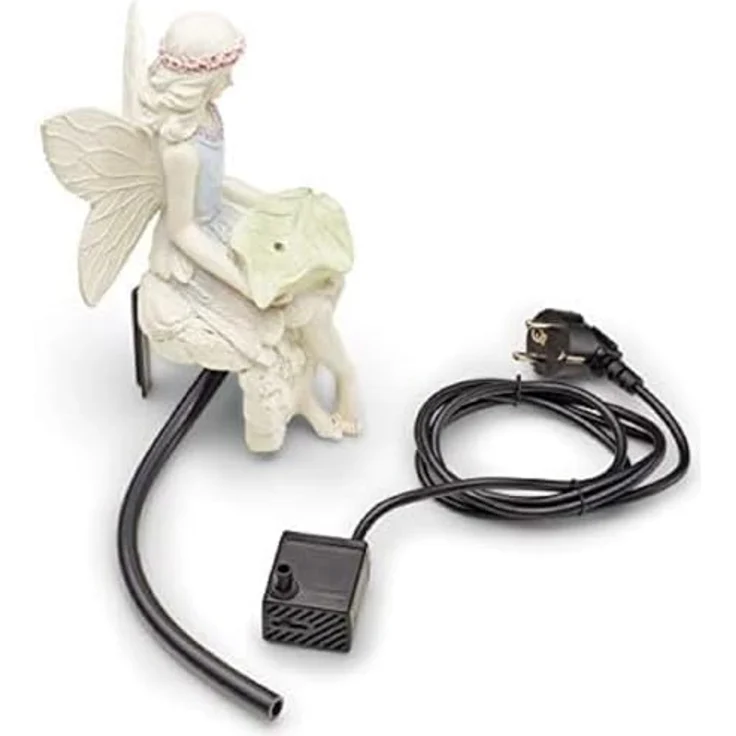 AQUANIQUE Speier Set Elfe SSF 200i, Wasserspiel aus Polyresin mit Pumpe (200 l/h), weiß, 1,5m Kabel – Bild 1