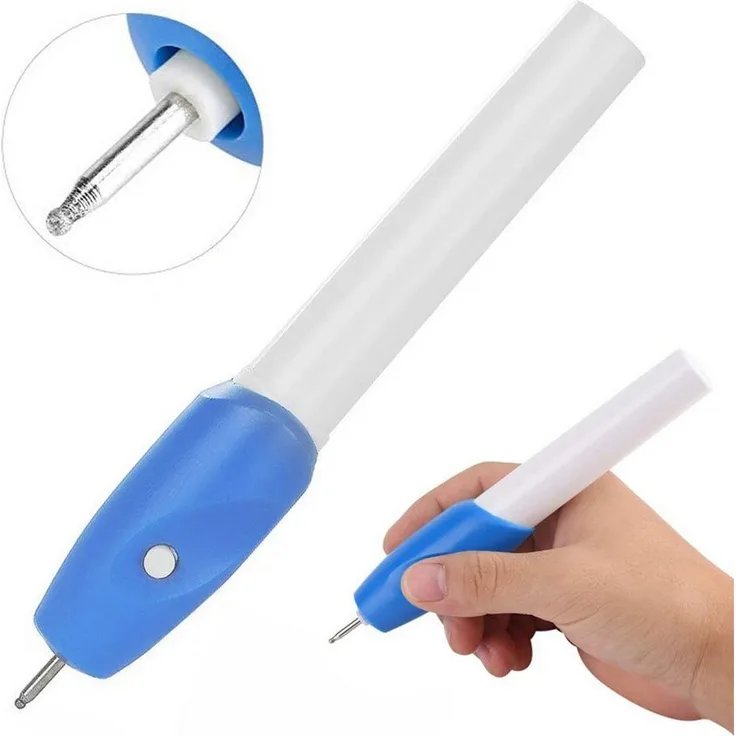 Verkgroup Graviergerät Gravierstift Elektrisch, 2 Gravierspitzen, Blau/Weiß/Silber