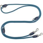 Leisegrün Verstellbare Hundeleine 3m - Robuste Nylon Doppelleine für mittelgroße bis große Hunde, 200kg Zugkraft, 2 Karabiner - Petrol