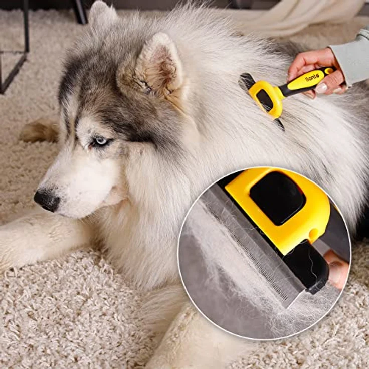 lionto Unterfellbürste für Hunde Hundebürste Unterfellkamm Fellpflegebürste Hundekamm, breit – Bild 2