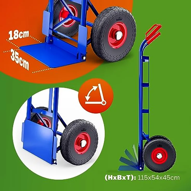 GARDEBRUK® Sackkarre PU Vollgummireifen klappbar 200kg Stahl Schutzblech Schwerlast Garten Umzug Transportkarre Transportwagen Transportroller - Preisvergleich – Bild 5