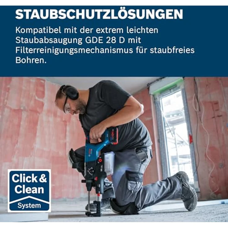 BOSCH Akku-Bohrhammer GBH 18V-28 D Professional solo, 18Volt XL-BOXX, bürstenloser Motor, 3,4 Joule Schlagenergie, LED-Lampe, Vibration Control, inkl. Zusatzhandgriff und Tiefenanschlag – Bild 3
