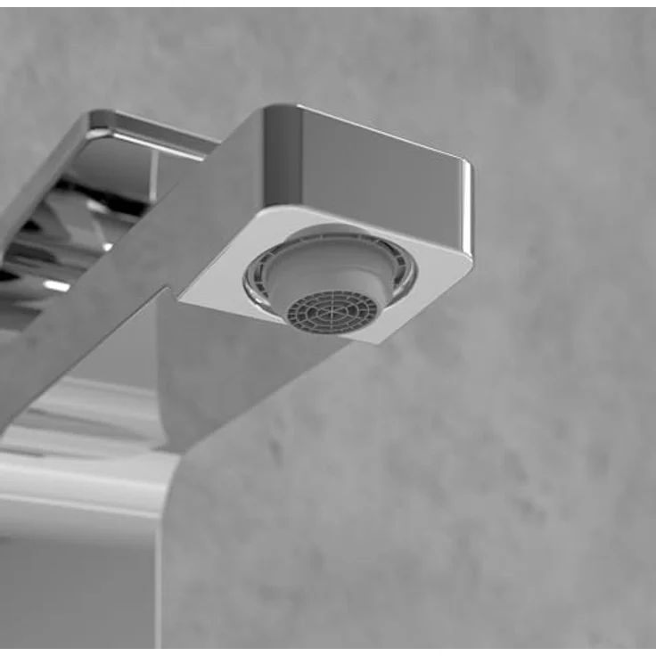 Villeroy & Boch Architectura Square Waschtischarmatur ohne Ablaufgarnitur, Wasserhahn Bad mit Keramikkartusche, Waschbeckenarmatur wassersparend, Auslauf Höhe 113mm, eckig, Chrom – Bild 5