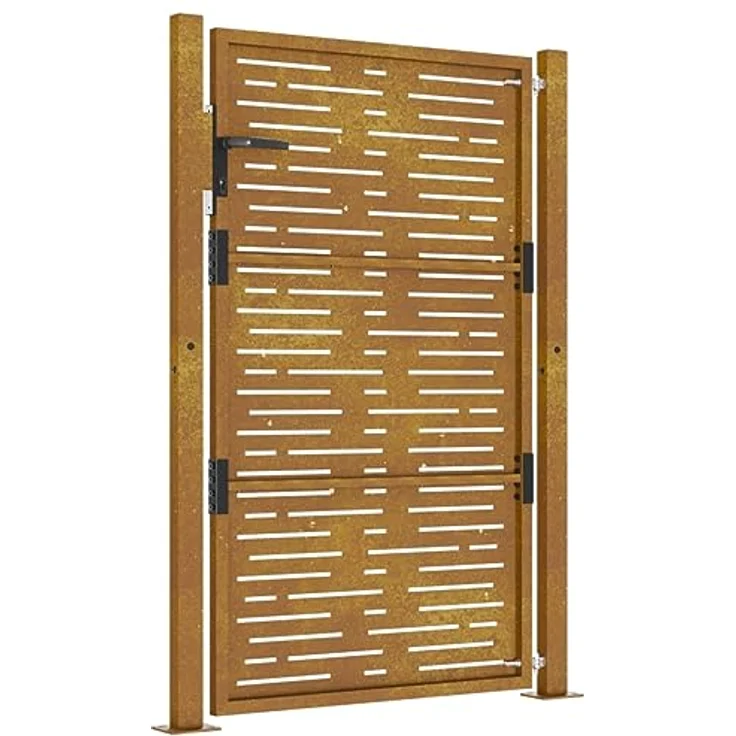 vidaXL Gartentor aus Cortenstahl, Rostig, abschließbar - 105 x 130 cm – Bild 6