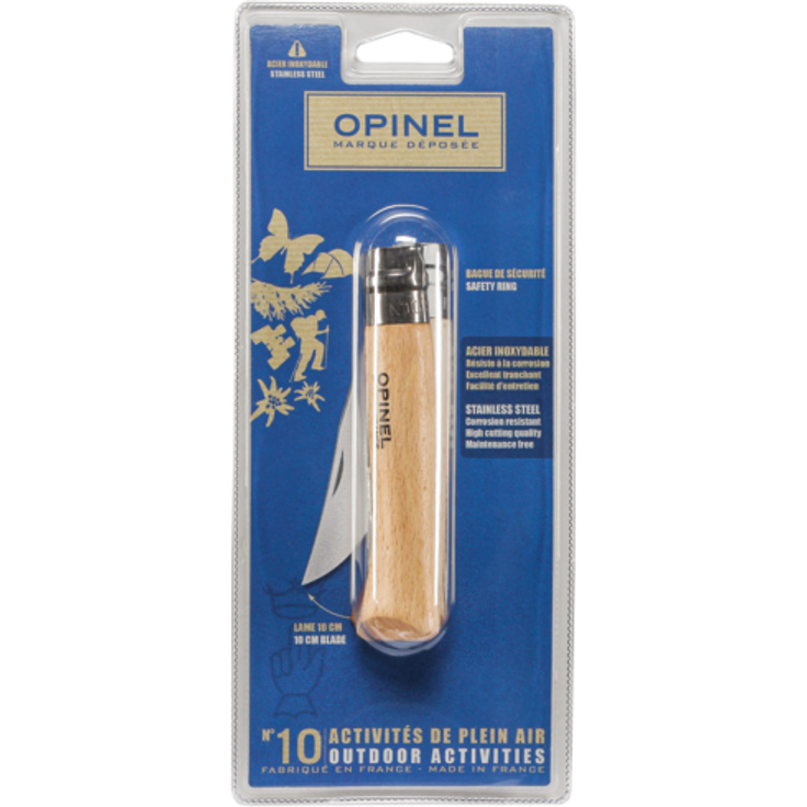 Opinel Taschenmesser No. 10 Edelstahlklinge mit Holzgriff – Bild 1