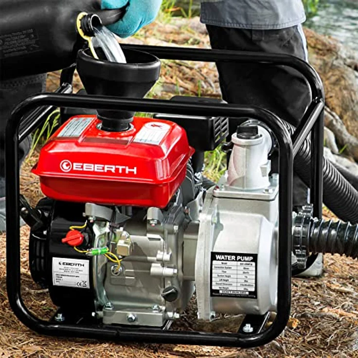 Eberth 2' Benzin Wasserpumpe (30.000 l-h, 5,5 PS Benzinmotor, 2 Zoll Anschluß, Seilzugstart) Motorpumpe – Bild 4